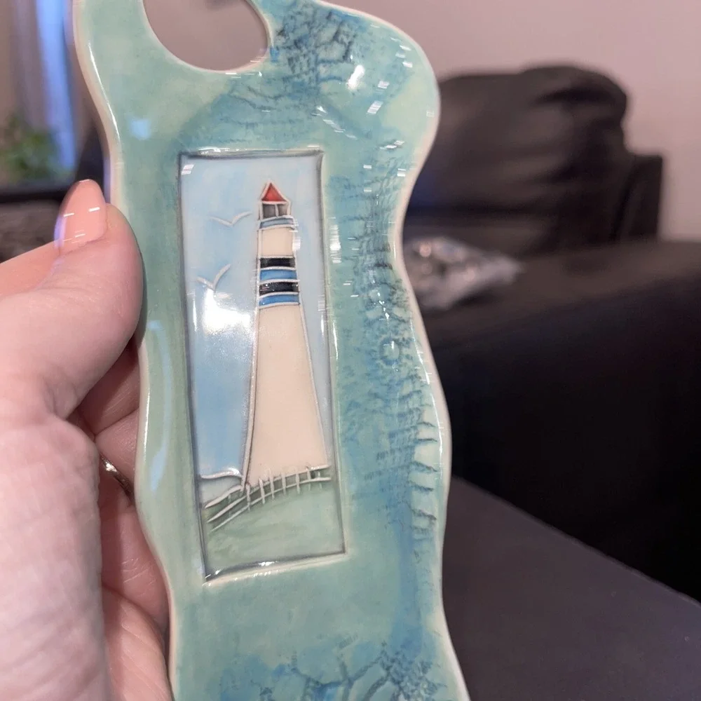 Lighthouse Pottery Ceramic Blue  spoon‎ rest